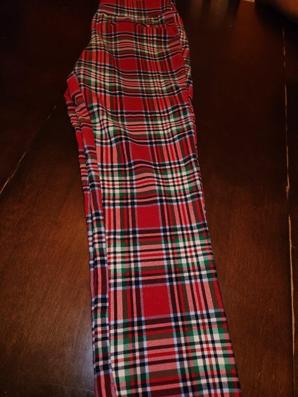 Red plaid capri slacks